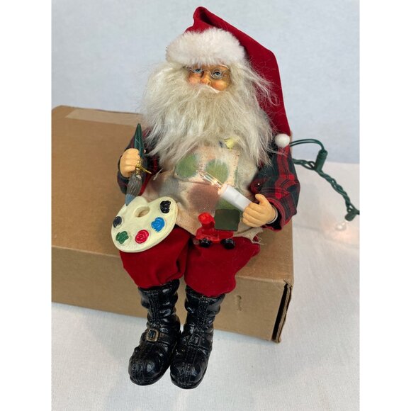 Vintage Animated Santa Painting Toy Train With Light Tree Shelf Sitter I - Picture 1 of 10